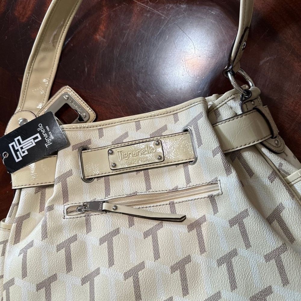 Tignanello Beige and Cream Shoulder Bag